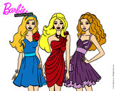 Dibujo Barbie y sus amigas vestidas de fiesta pintado por Michell452