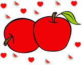 Dibujo Dos manzanas pintado por chuulA