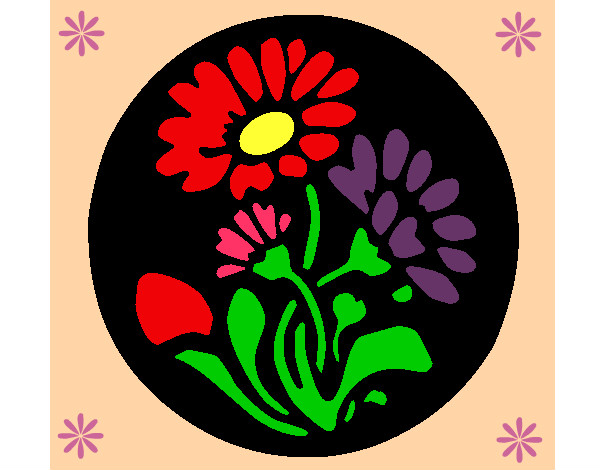 Dibujo Grabado con flores pintado por aketzali