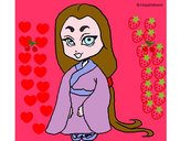 Dibujo Princesa con kimono pintado por lindazilo