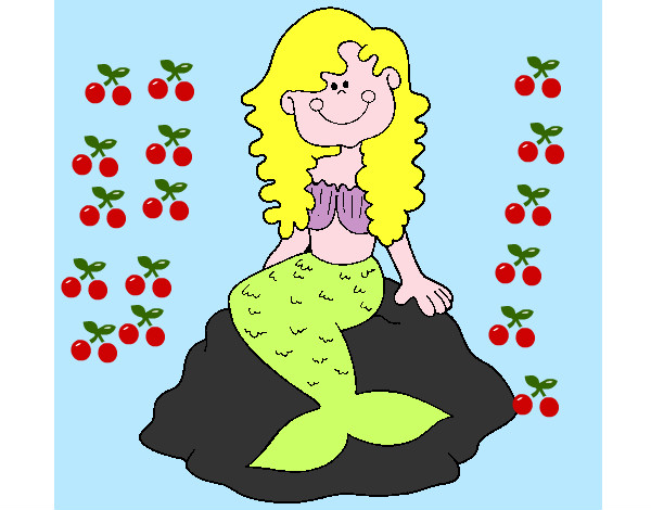 Dibujo Sirena sentada en una roca pintado por lindazilo