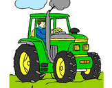 Dibujo Tractor en funcionamiento pintado por LEONI