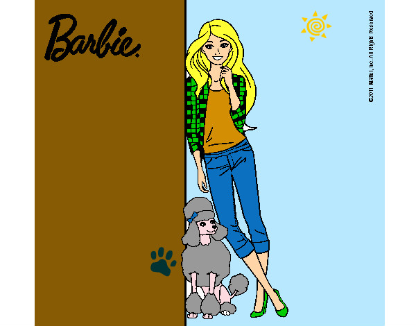 Dibujo Barbie con cazadora de cuadros pintado por alexaz