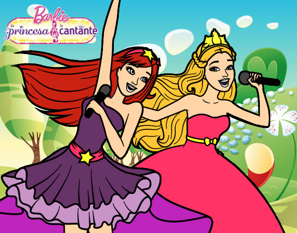 Dibujo Barbie y la princesa cantando pintado por MarRC
