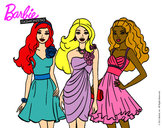Dibujo Barbie y sus amigas vestidas de fiesta pintado por alexaz