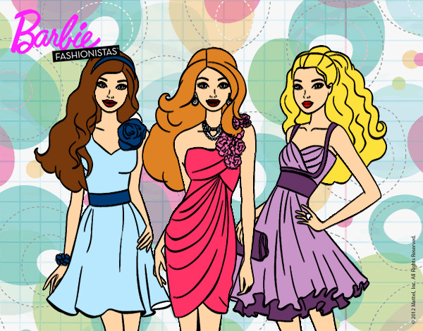 Dibujo Barbie y sus amigas vestidas de fiesta pintado por MarRC