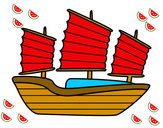 Dibujo Barco oriental pintado por diegodehwg