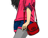 Dibujo Chica con bolso pintado por biaani9