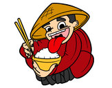 Dibujo Chino comiendo arroz pintado por kuskuruska