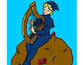 Dibujo Duende tocando el arpa pintado por amalia
