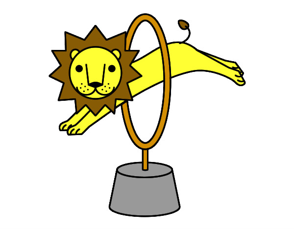 Dibujo León saltando pintado por rafafa
