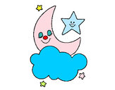 Dibujo Luna y estrellas pintado por nansydiaz