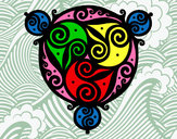 Dibujo Mandala con tres puntas pintado por adricasa