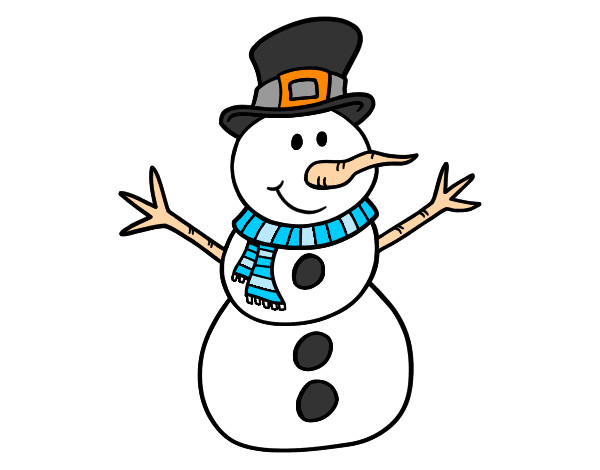 Dibujo Muñeco de nieve con sombrero pintado por charito