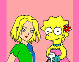 Dibujo Sakura y Lisa pintado por adricasa