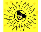 Dibujo Sol con gafas de sol pintado por  janm