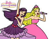 Dibujo Barbie y la princesa cantando pintado por atefanii