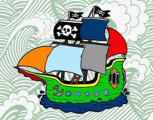 Dibujo Barco pirata pintado por polete1