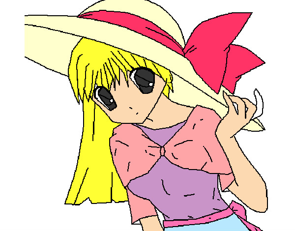 Dibujo Chica con sombrero pamela pintado por Vale89