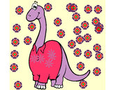 Dibujo Diplodocus con camisa pintado por lulik