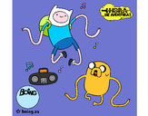 Dibujo Finn y Jake escuchando música pintado por yami0616