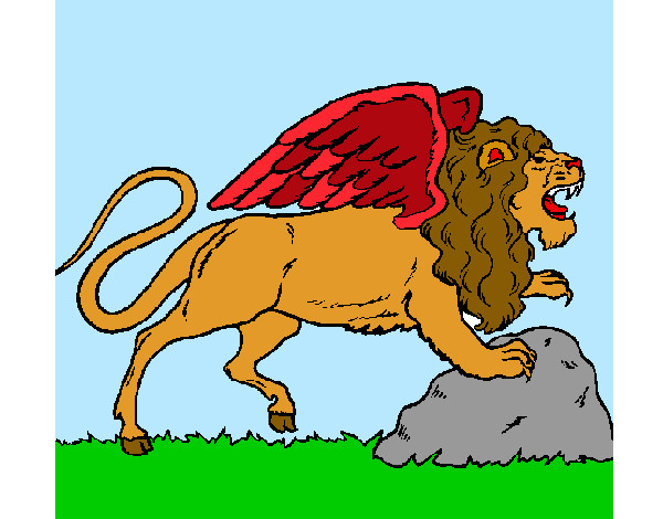 Dibujo León alado pintado por eluney