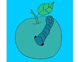 Dibujo Manzana con gusano pintado por charito