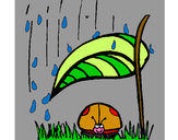 Dibujo Mariquita protegida de la lluvia pintado por cecilita