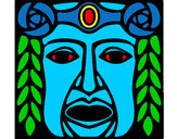 Dibujo Máscara Maya pintado por jenaro