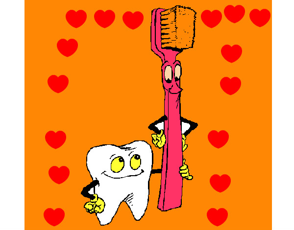 Dibujo Muela y cepillo de dientes pintado por  janm
