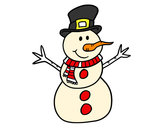 Dibujo Muñeco de nieve con sombrero pintado por adricasa