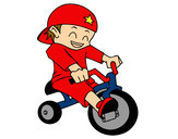 Dibujo Niño en triciclo pintado por amalia