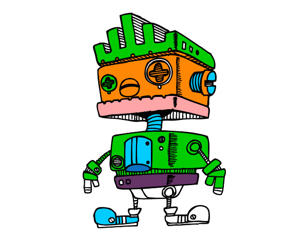 Dibujo Robot con cresta pintado por GABI09