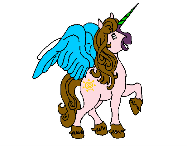 Dibujo Unicornio con alas pintado por gavio  