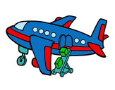 Dibujo Avión cargando equipaje pintado por enriquez