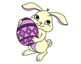 Dibujo Conejo con huevo de pascua pintado por eluney
