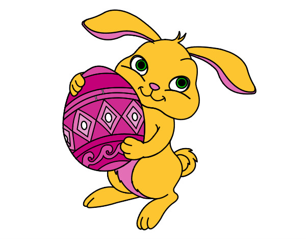 Dibujo Conejo con huevo de pascua pintado por eluney