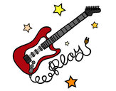 Dibujo Guitarra y estrellas pintado por charito