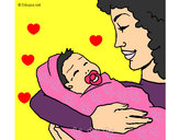 Dibujo Madre con su bebe II pintado por LEBLANCELY