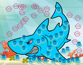 Dibujo Tiburón enfadado pintado por espejo111