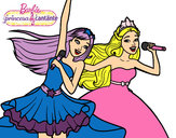 Dibujo Barbie y la princesa cantando pintado por Danybee