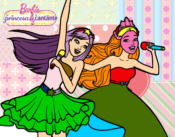 Dibujo Barbie y la princesa cantando pintado por XeniaSL
