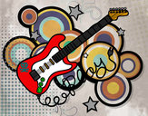 Dibujo Guitarra y estrellas pintado por COTIRRAS