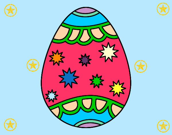 Dibujo Huevo con estrellas pintado por salin