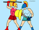 Dibujo Lucha de gladiadores pintado por adricasa