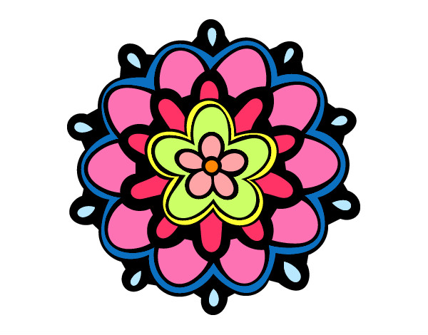Dibujo Mándala con una flor pintado por emylse