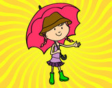 Dibujo Niña con paraguas pintado por adricasa