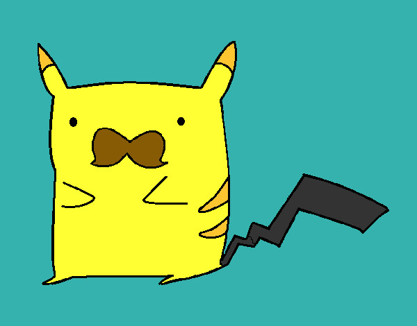 Dibujo Pikachu con bigote pintado por adricasa