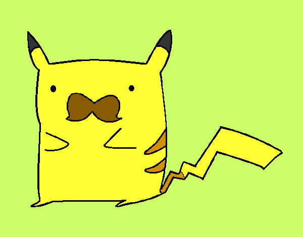 Dibujo Pikachu con bigote pintado por Sofi8
