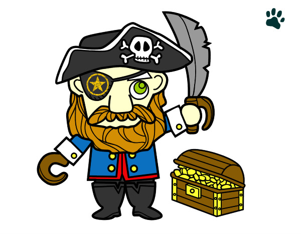 Dibujo Pirata con tesoro pintado por sum41